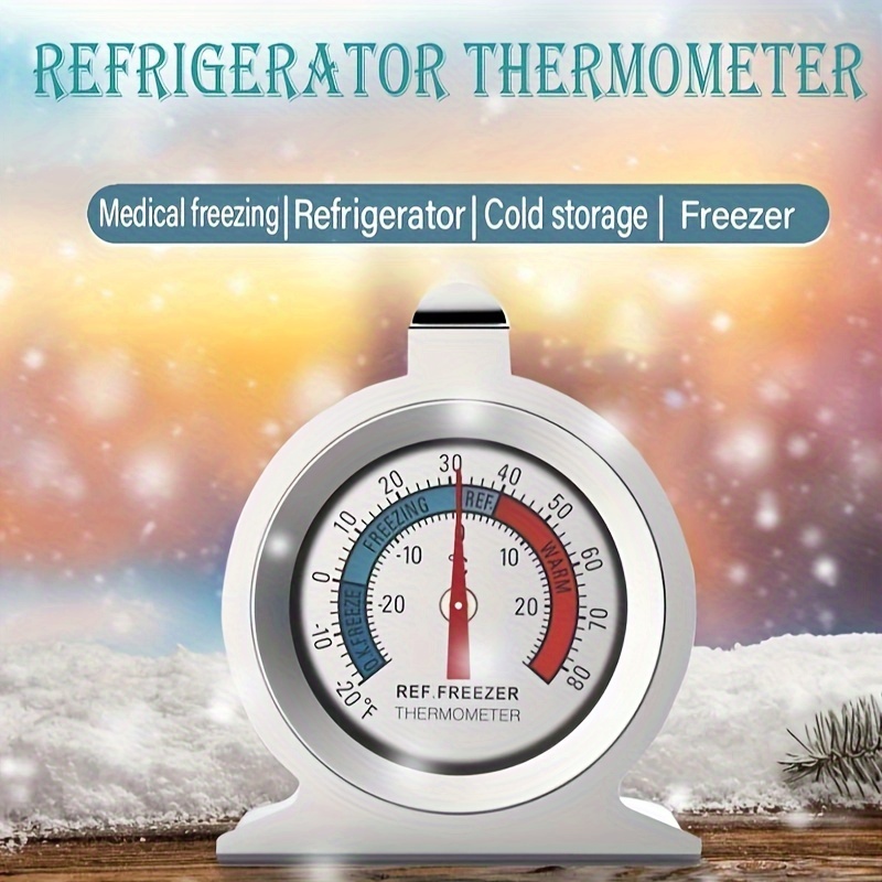 Thermomètre Réfrigérateur Grand Cadran en Acier Inoxydable de Température pour  Congélateur Refroidisseur avec Crochet Suspension et