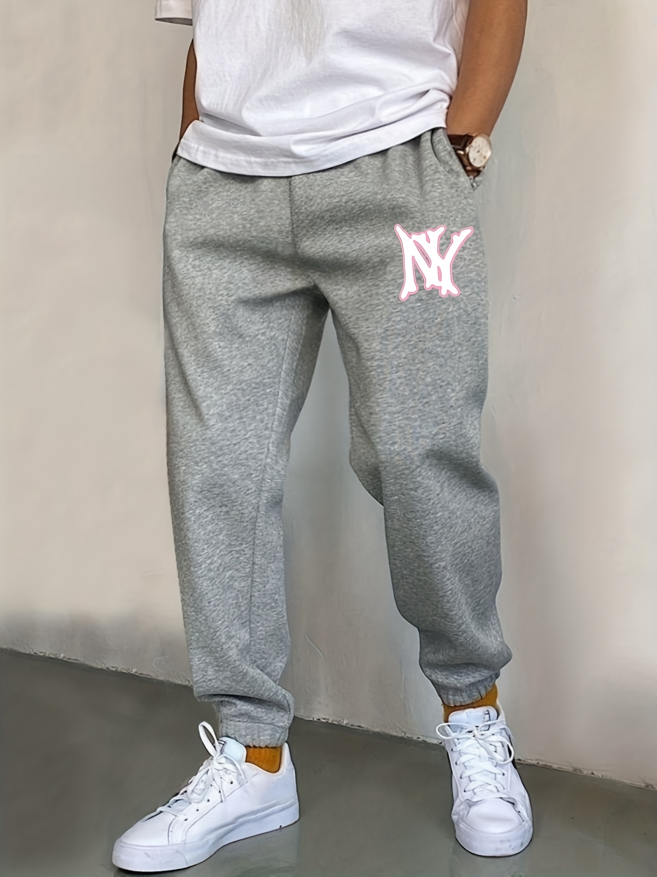 Pantalones deportivos casuales con estampado de letras