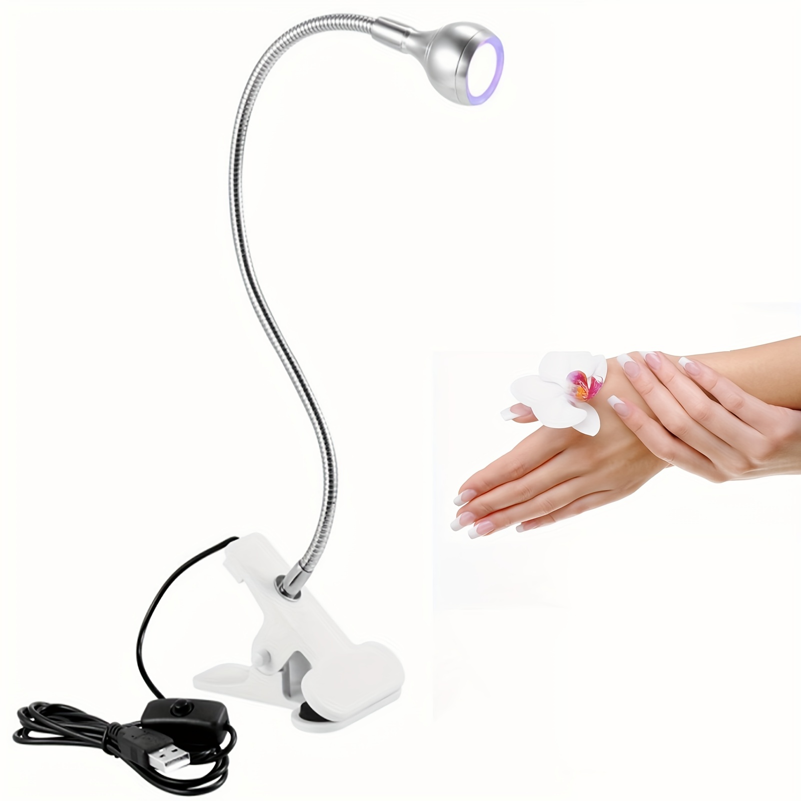 Uv Led Light Fixtures With Gooseneck And Clamp, Mini Desk Light Clamp  Portable Gooseneck For Outdoor Stall Gel Nail Curing, 5v Usb Input - Temu  Japan