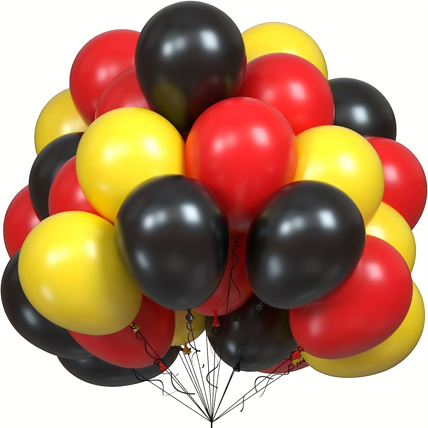 40pcs, Ballons Mat Rouge Et Noir, Ballons En Latex Jaune 10 Pouces