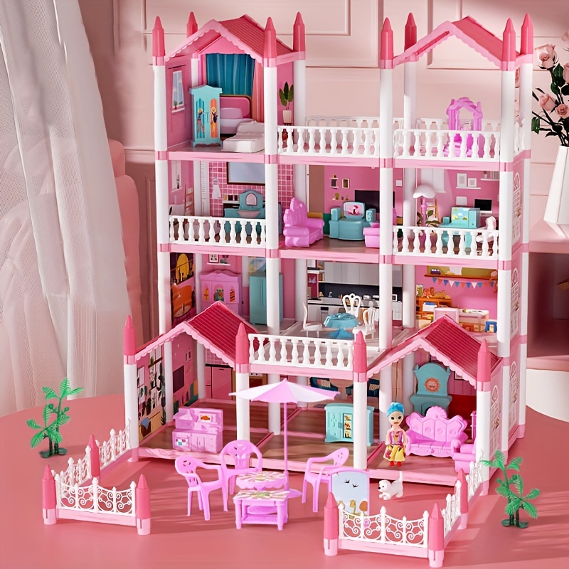 Maison de poupée de rêve pour filles, 12 pièces, maison de jeu, accessoires  de meubles de maison de poupée, maison de jouets de chalet, cadeau de Noël  pour enfants en bas âge