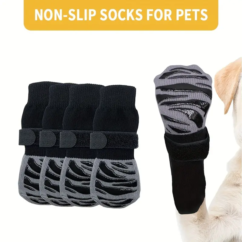 Anti-Slip Dog Socks with Adjustable Strap for Small Medium Dogs Non Skid  Indoor Pet Paw