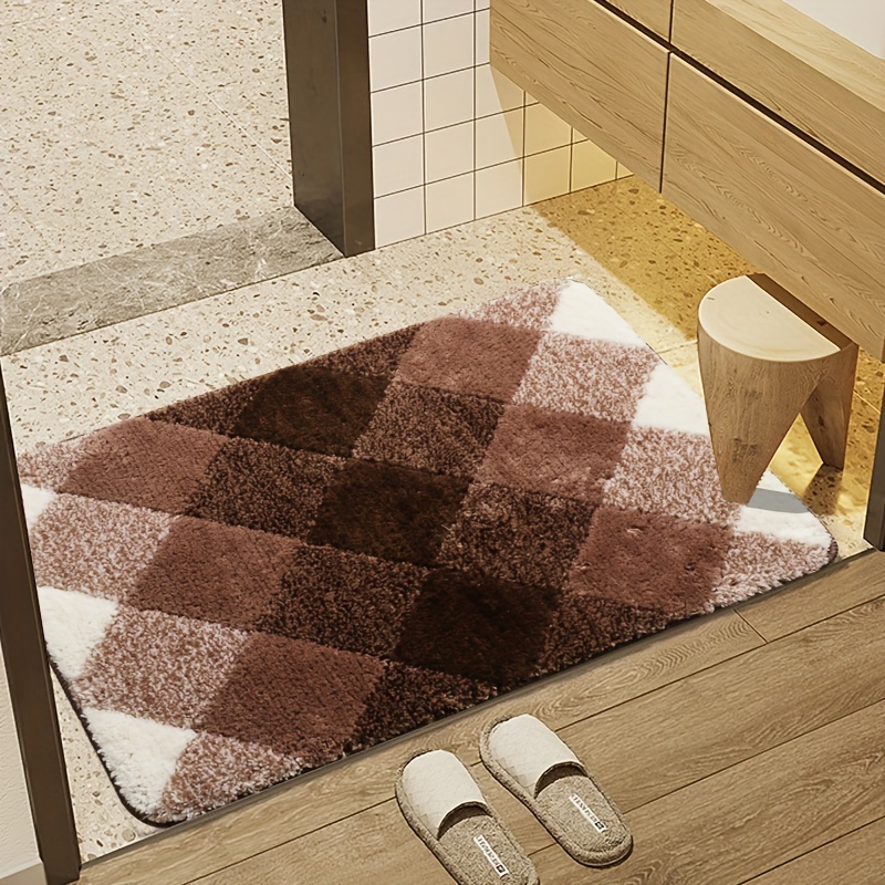 1pc Bathroom Water-absorbing Floor Mat, Toilet Entrance Waterproof Non-slip  Mat, Modern & Simple Rug