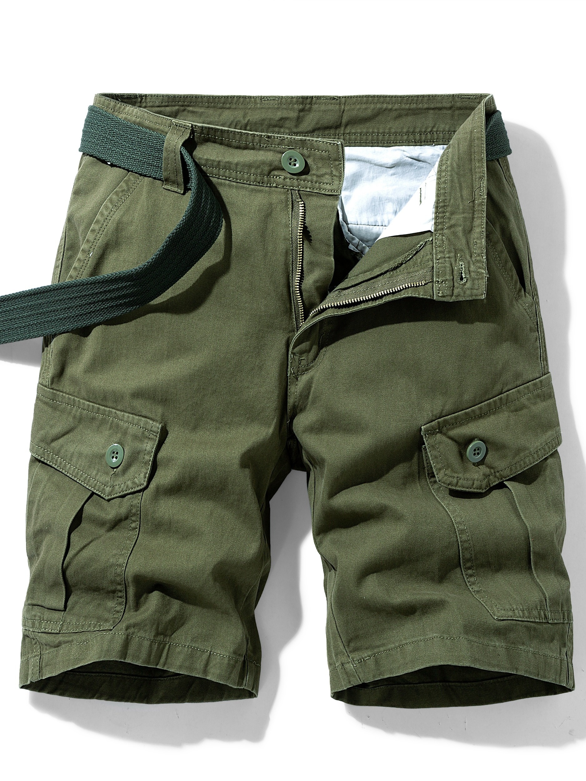 Men's Casual Multi Pocket Cargo Shorts, Chic Comfy Cotton Shorts For Outdoor Hiking (Without Belt)