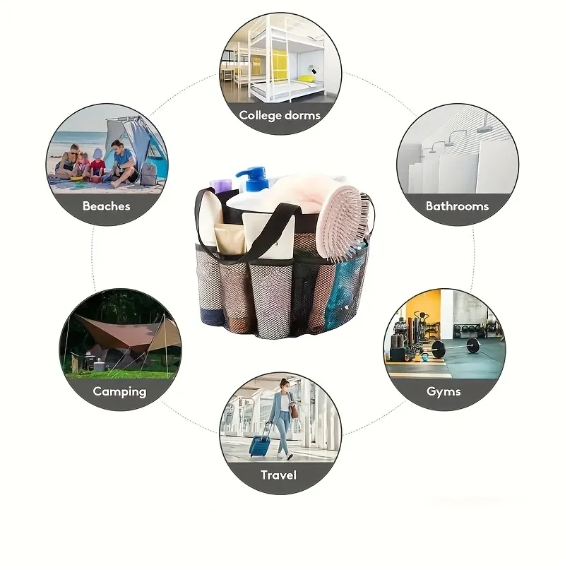 折りたたみ式メッシュシャワーバッグ、アウトドア旅行キャンプジムフィットネス用ポータブルハンドバッグオーガナイザー - スポーツ・アウトドア -  Temu Japan