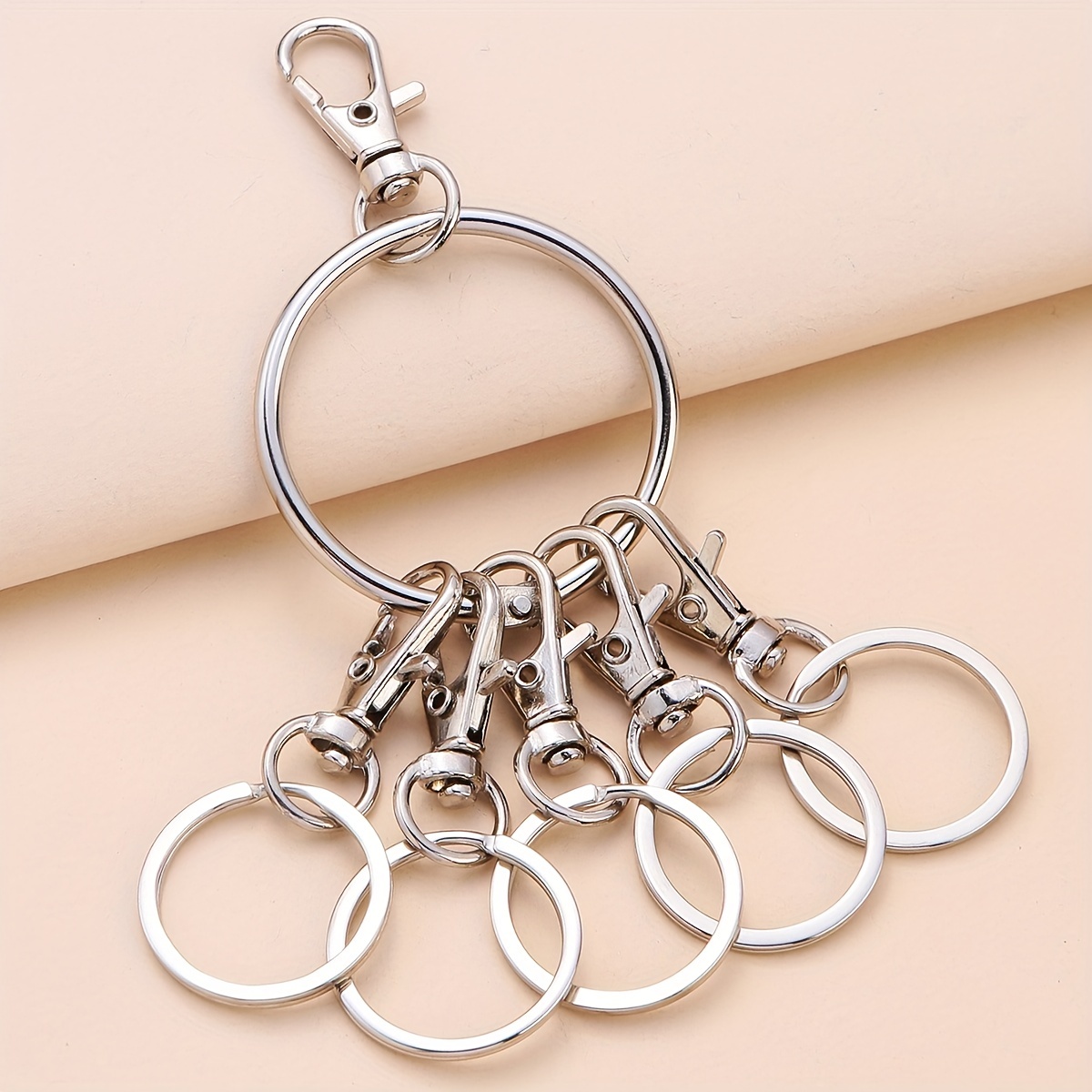 luzen 1PC Portable Metal Ring Key Organizer Holder with Swivel Clasps  Janitor Key Ring for Warehouse Office School Home Use, Silver