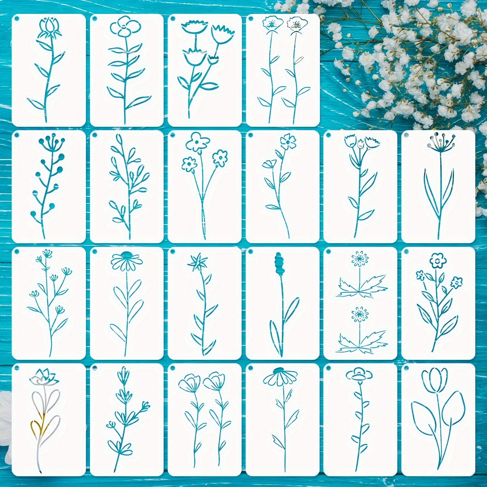 Botanical Flower Stencils For Crafts Small Wildflower Floral - Temu