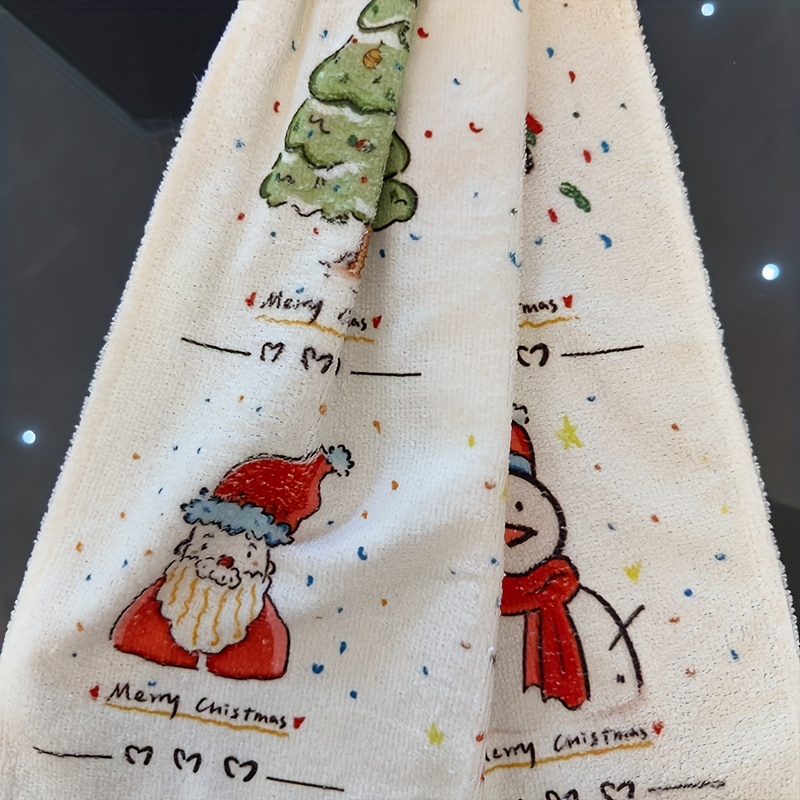 Christmas Hand Towels With Hanging Loop, Santa Hand Towels