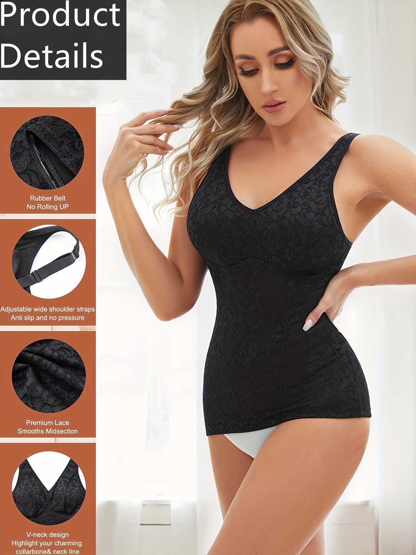The Black Lace Premium Full Body Compression Garment w/ Thong