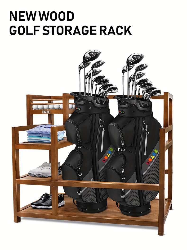 Wooden Golf Storage Organizer Garage Golf Bag Storage Rack - Temu New 