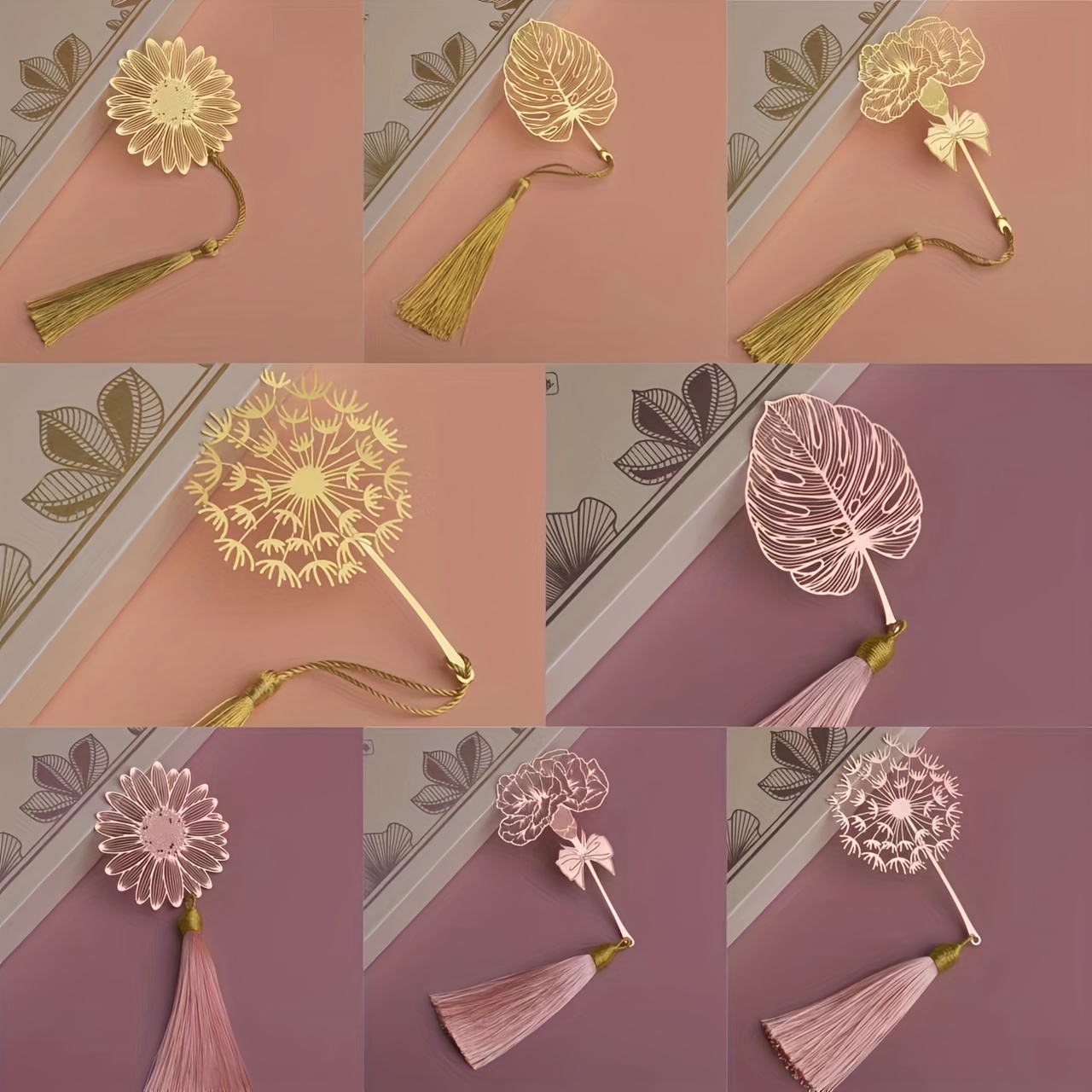 Pink Rose Gold Monogram Bookmark in 2023  Gold monogram, Handmade tassels,  Gold flakes