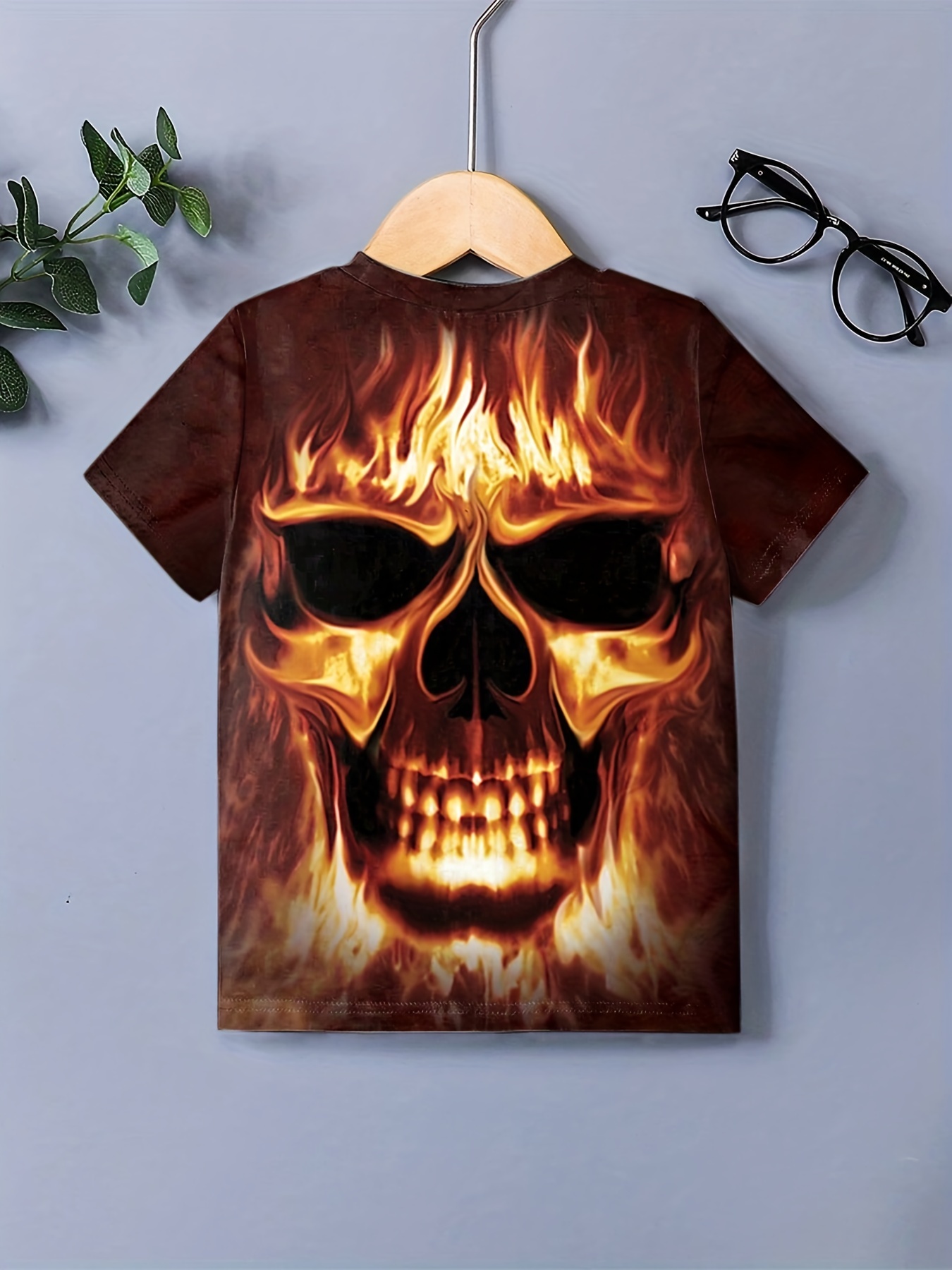 Flaming Skull printed T-shirt