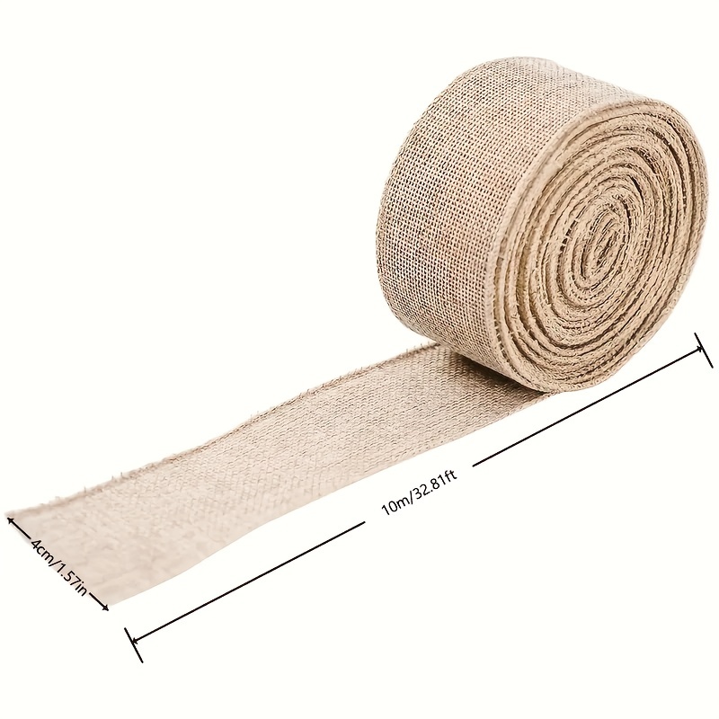 Burlap Wired Edge Ribbon 11 Yards Long Widel natural solid - Temu