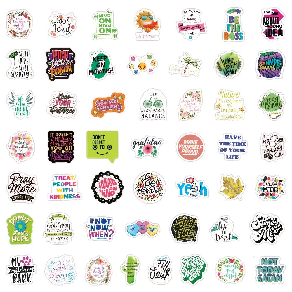 50 Pcs Quote Stickers, Positive Stickers Motivational Waterproof Vinyl  Stickers For Water Bottle Hydroflasks Laptops Computers Phone For Women  Adults