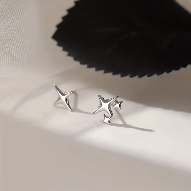 Men's Four Pointed Star Stud Earrings