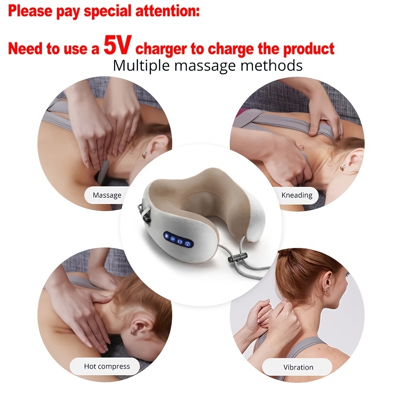 Sealy Therapeutic Vibration U-Shaped Neck Massage Pillow, Gray