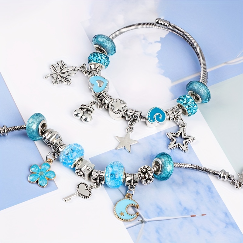 66pcs/set Beads Charms Bracelet Making Kit, Diy Beaded Set With