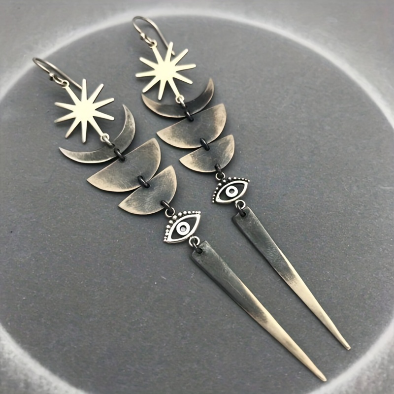 

Star Pattern Fashion Pendant Earrings, Vintage Alloy Boho Women's Ear Jewelry For Party Gift, Alloy Ear Needle, Accessory