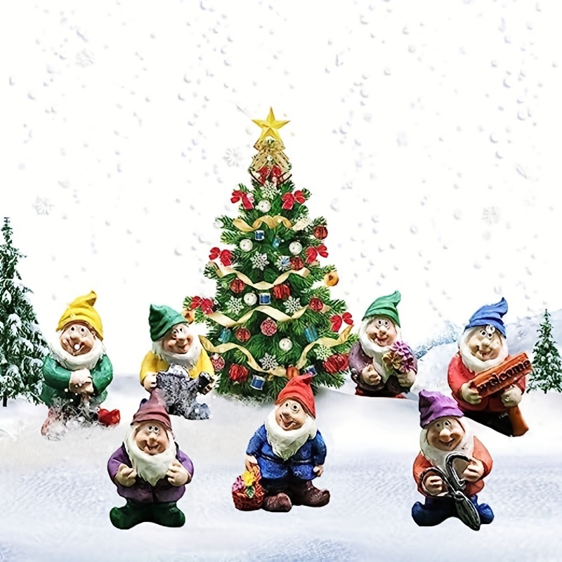 

7pcs, Mini Dwarf Garden Statue Decoration, Mini Goblin Statue Resin Crafts, Goblin Fairy Tale Garden Accessories Set, Landscape Decoration, Suitable For Garden Decoration, Christmas Tree