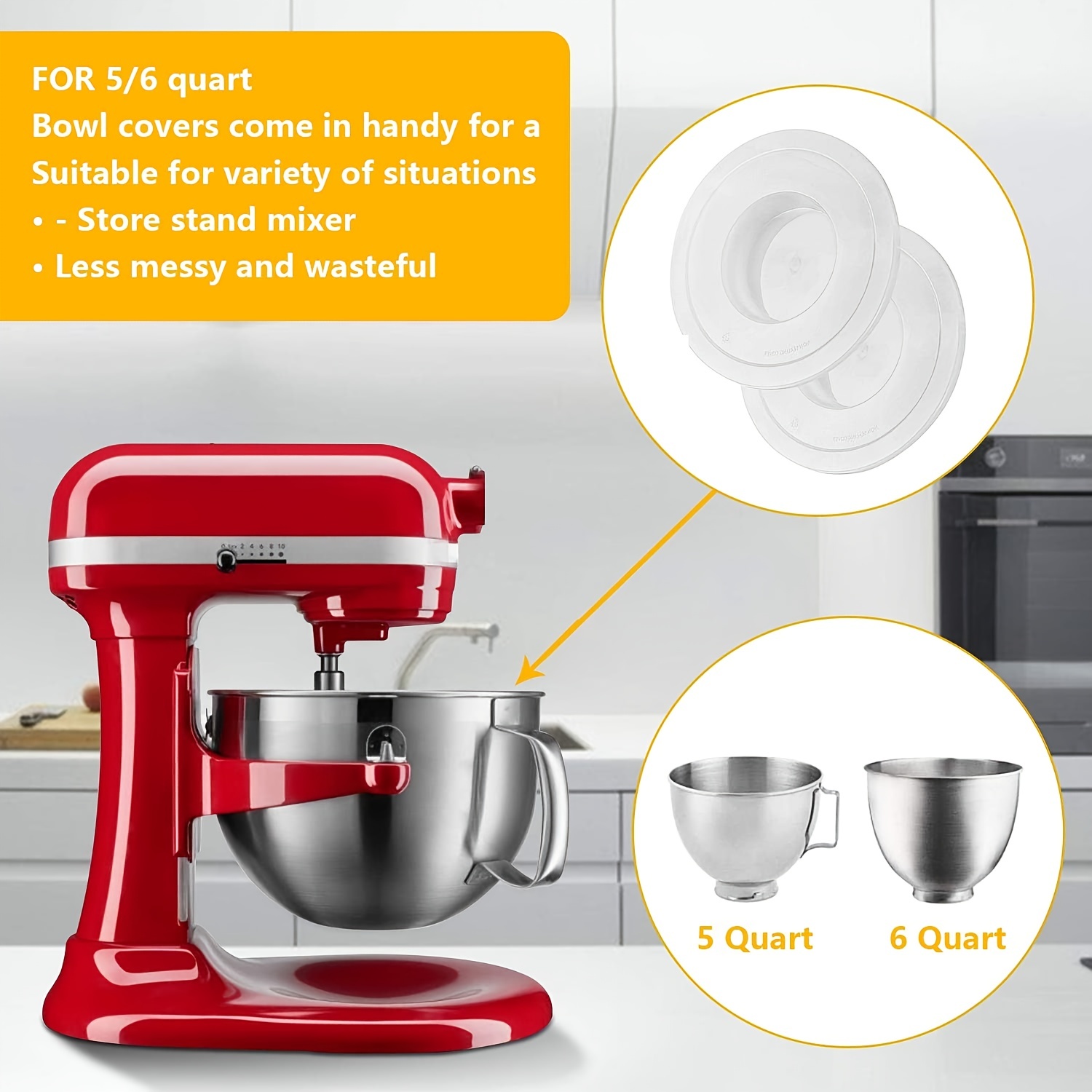 Stand Mixer Bowl Covers to Prevent Ingredients from Spilling, Fits