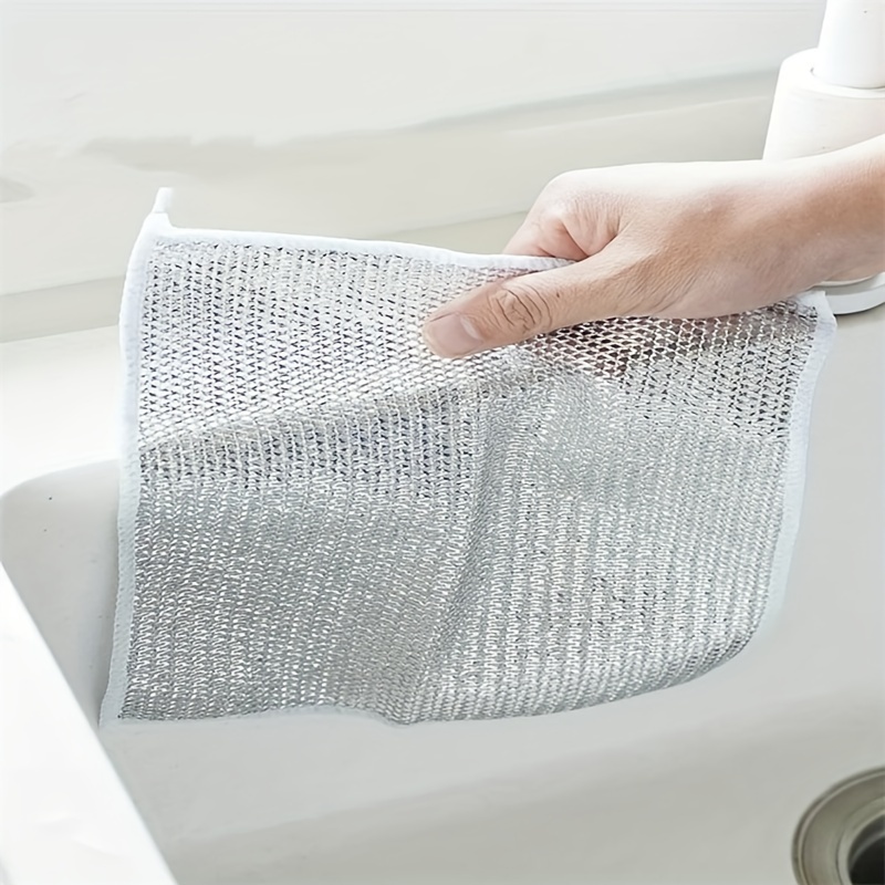 Single-Faced Silver Wire Dishwashing Cloth, Non-Stick Oil Steel Wire  Cleaning Cloth As Alternative To Steel Wire Balls, Multi-Functional Home  Use Dishwashing Cloth
