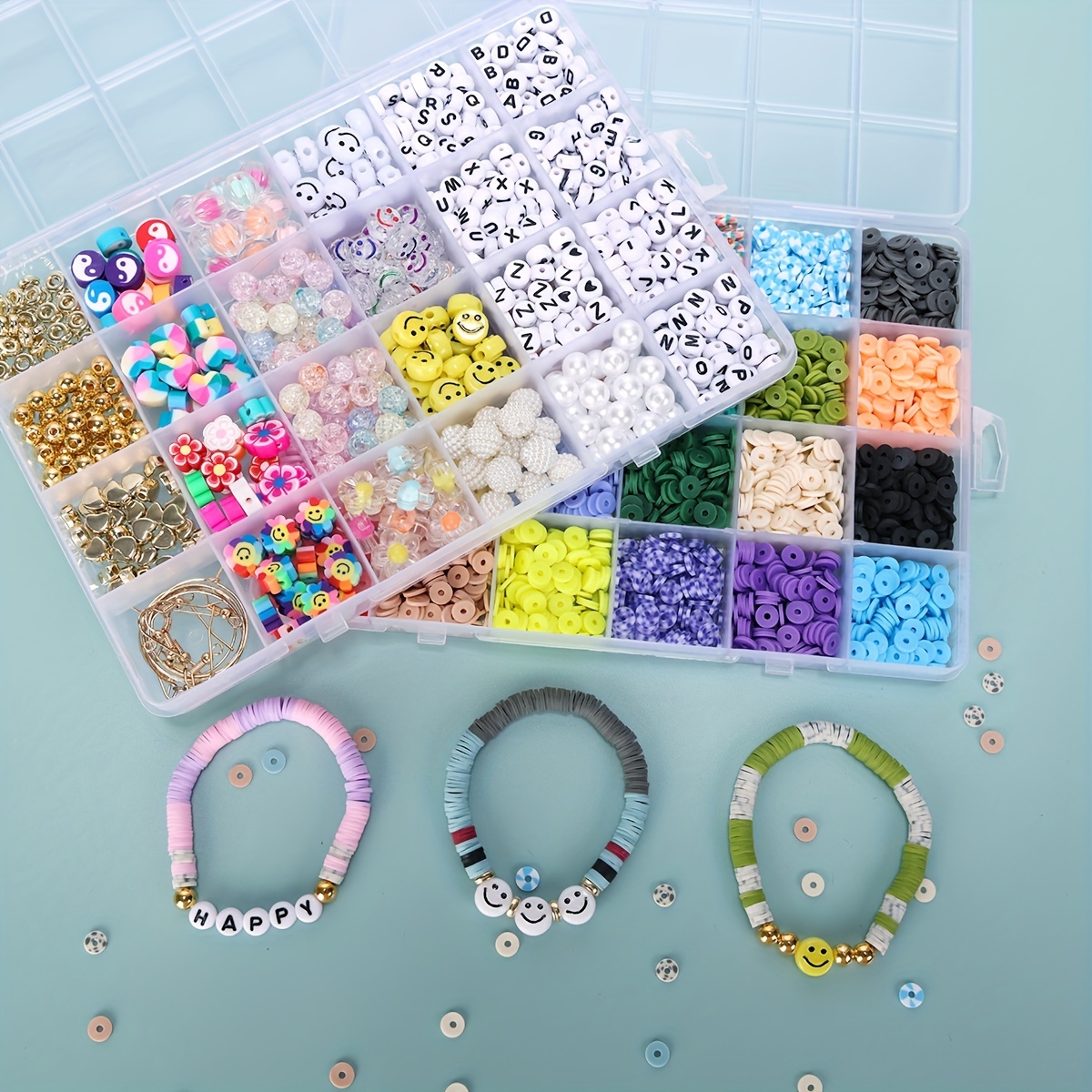 Fun Easy Diy Bracelet Making Kit Includes Clay Beads Preppy - Temu