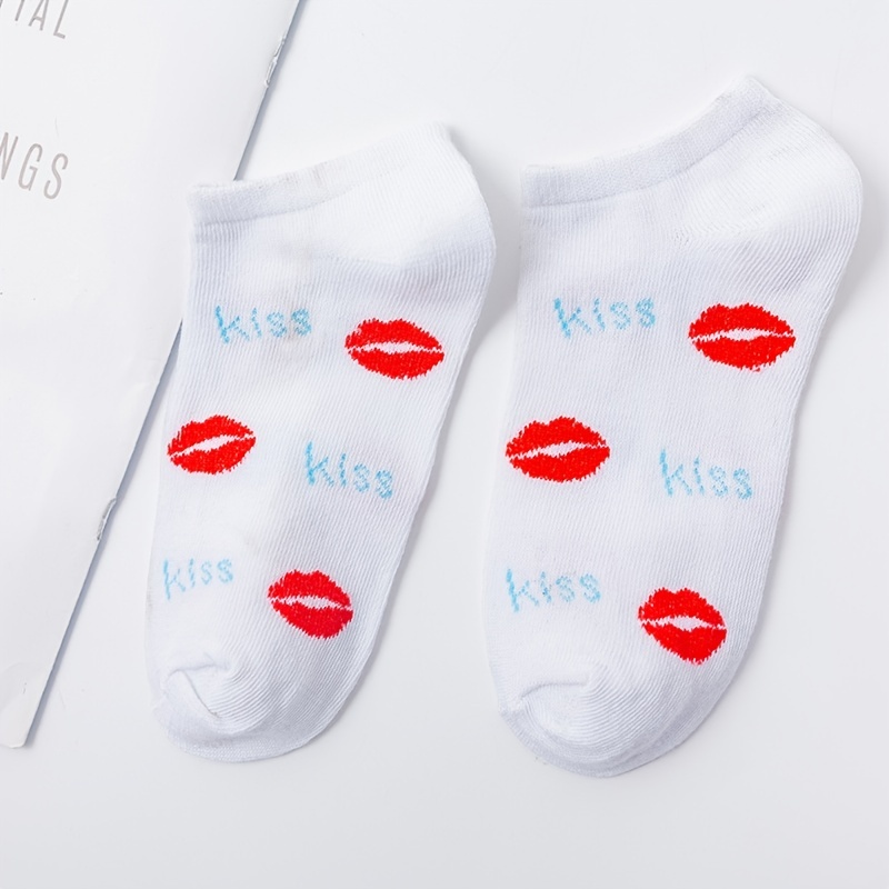 Red Lips Sheer Anklet Socks