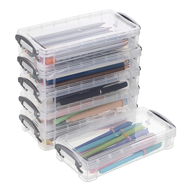 Large Pencil Box, Hard Pencil Case Organizer, Durable Plastic Supply Box  for Crayon Brush Painting School Supplies, Stackable Design Pencil Storage