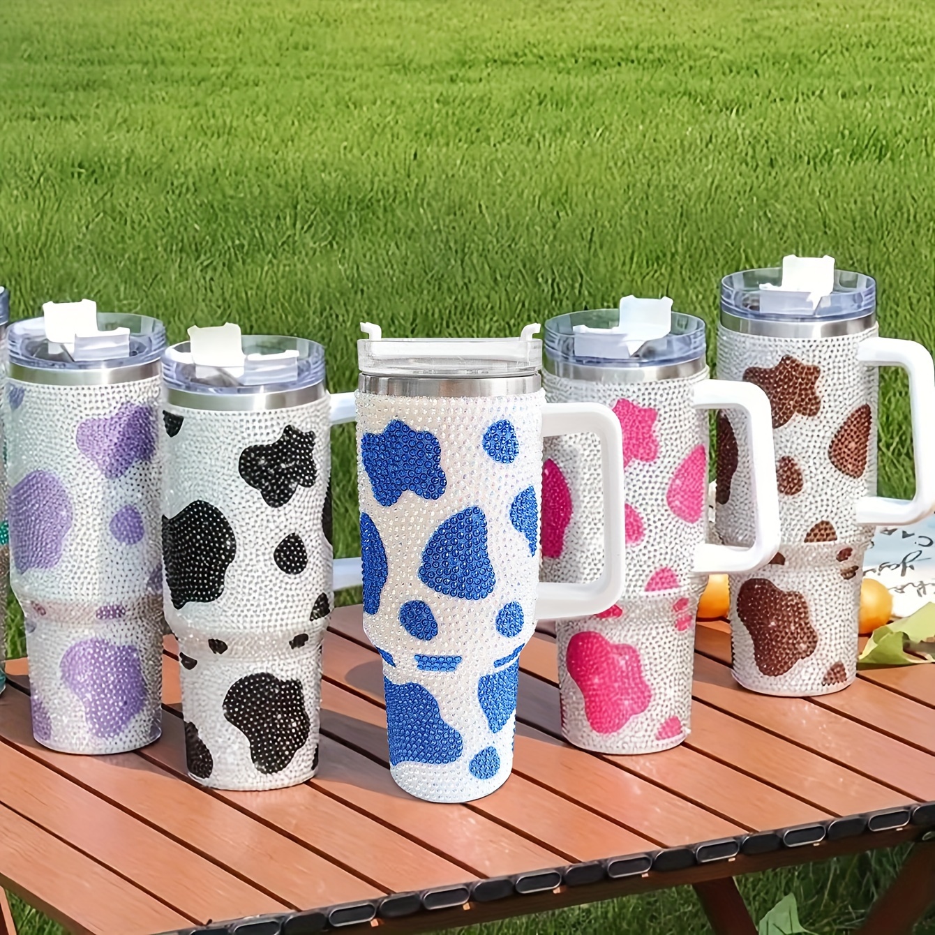 40oz Cow Tumbler With Handle,Cow Print Gifts for Women,Cow Print