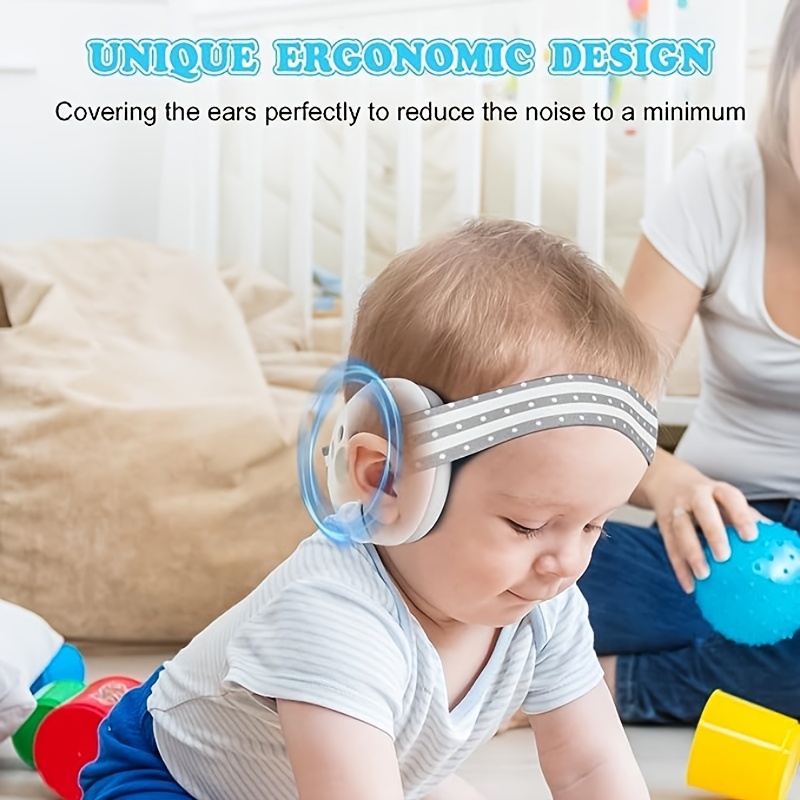  Protección de oídos para bebés de 0 a 24 meses, auriculares con  cancelación de ruido para dormir, avión, fuegos artificiales, entornos  ruidosos, color azul : Bebés