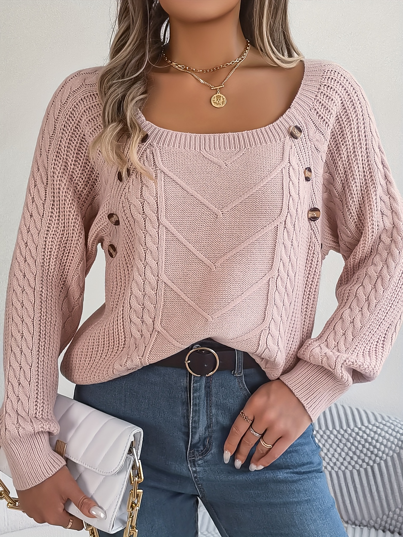 Sweater mujer crop botones - TRICOT