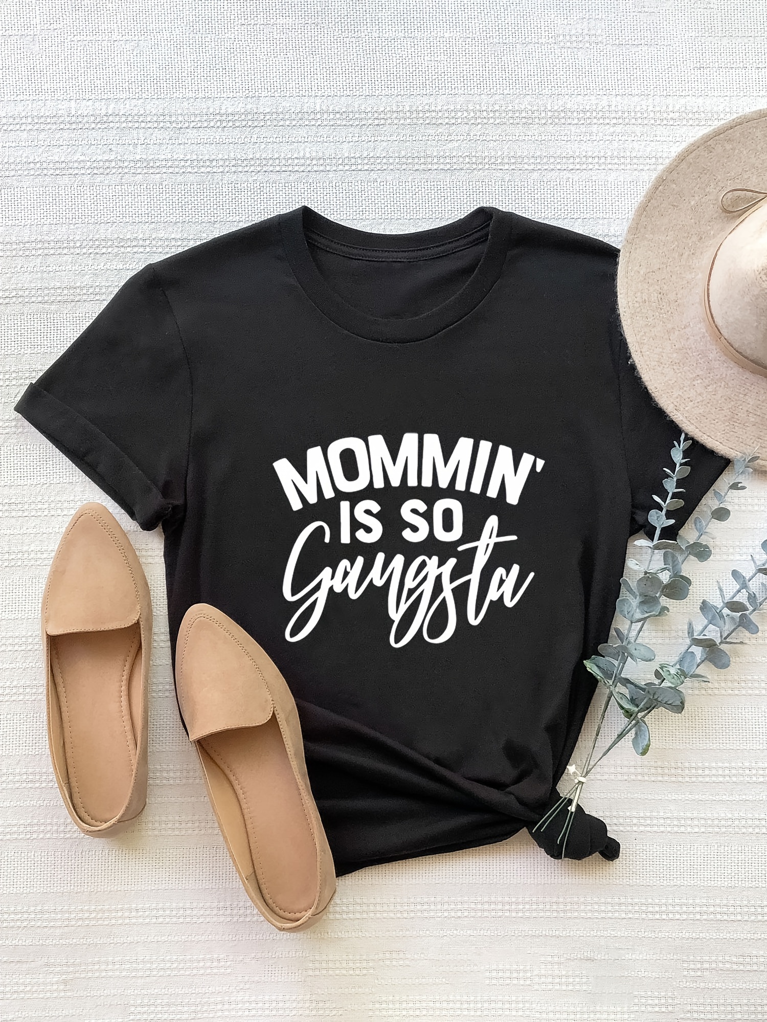 Letter Print T shirt Plus Size Casual Crew Neck Short Sleeve - Temu New ...