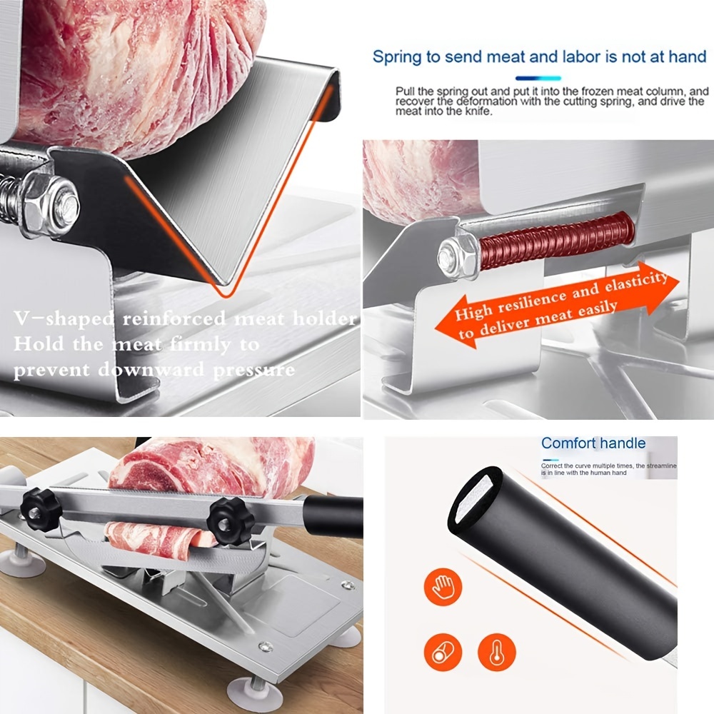 Manual Frozen Meat Slicer, Stainless Steel Meat Cutter Beef Mutton Roll Meat  Food Slicer Slicing Machine