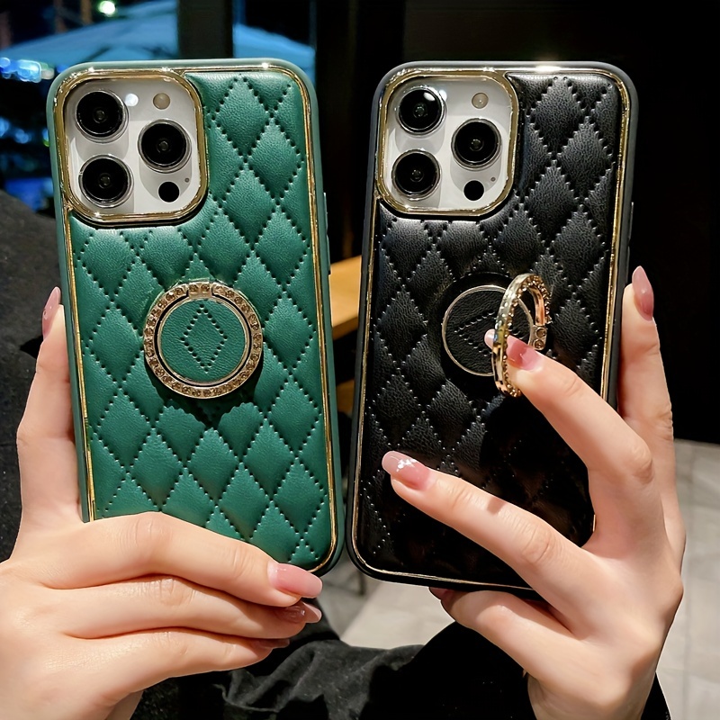 Black gold Luxury square Fashion Brand Stand Phone Case For iPhone 13 11 12  Pro XS Max 13pro XR X 7 8 Plus Ring holder Cover - AliExpress