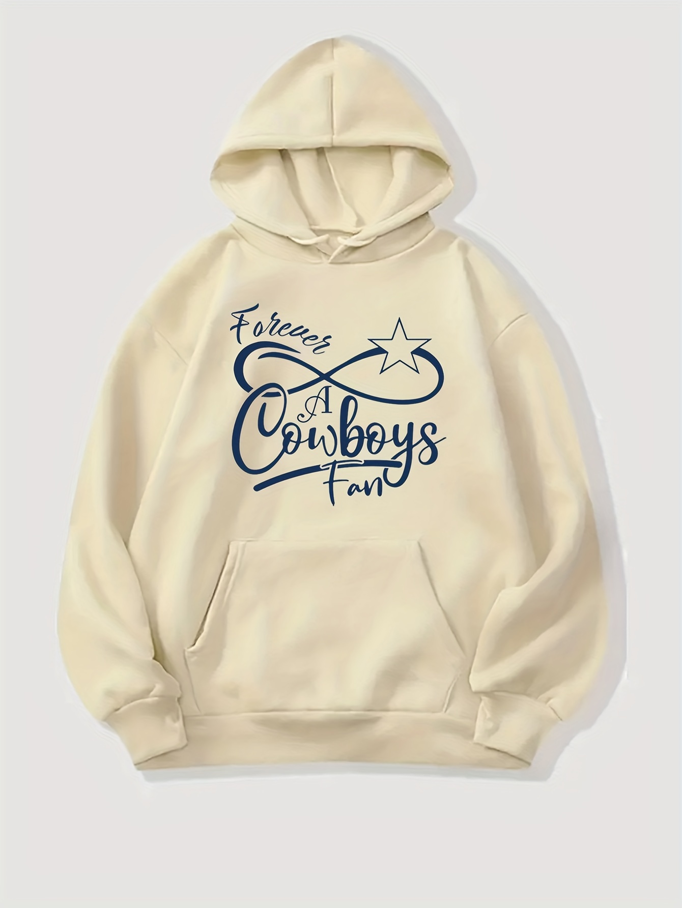 Cowboy Print Hoodie, Casual Pocket Long Sleeve Drawstring Hoodies