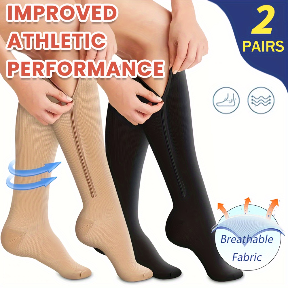 Breathable Compression Socks Side Zipper Comfortable Support - Temu
