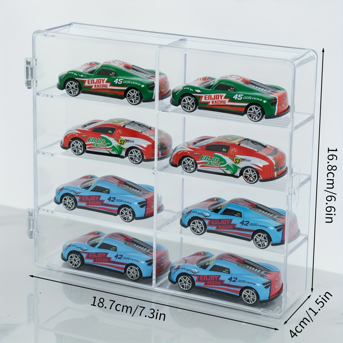 DuvinDD Vitrina acrílica de 2 estantes para coches de escala 1/12 o 1/18  fundidos a troquel a presión modelo transparente vitrina de automóvil,  cajas