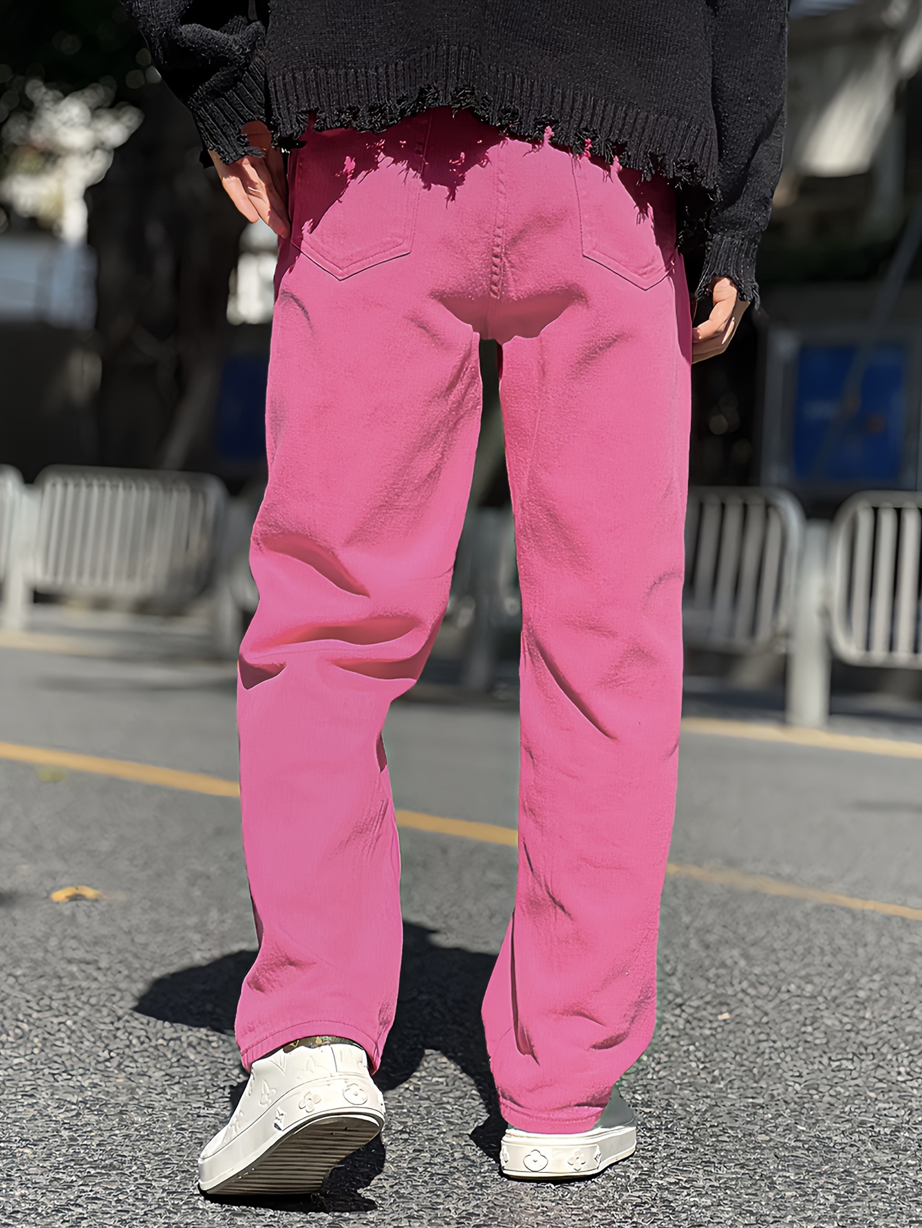 Loose Fit Jeans Men's Casual Street Style Denim Pants - Temu