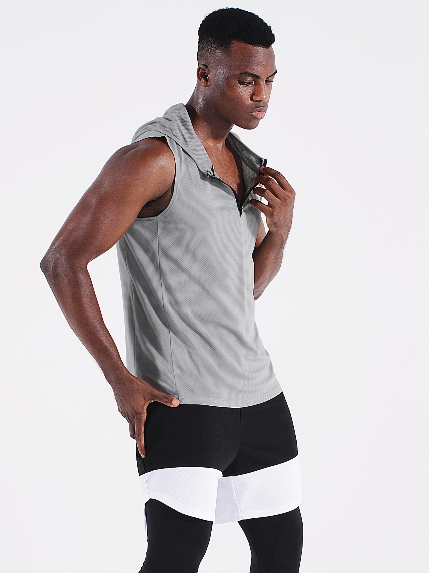 Mens Gym Fitness Muscle Vest Casual Hoodie Tank Tops Sleeveless Pullover  T-Shirt 