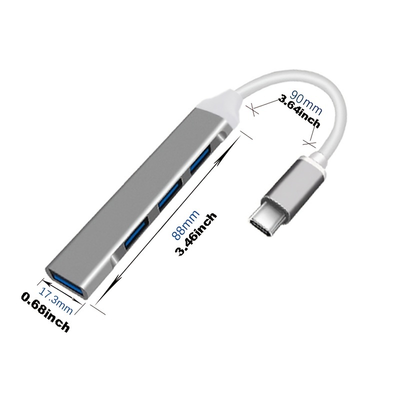 Multipuerto 4 Puertos USB 3,0 2,0. de Alta Velocidad Tipo C Splitter 5 Gbps  PC