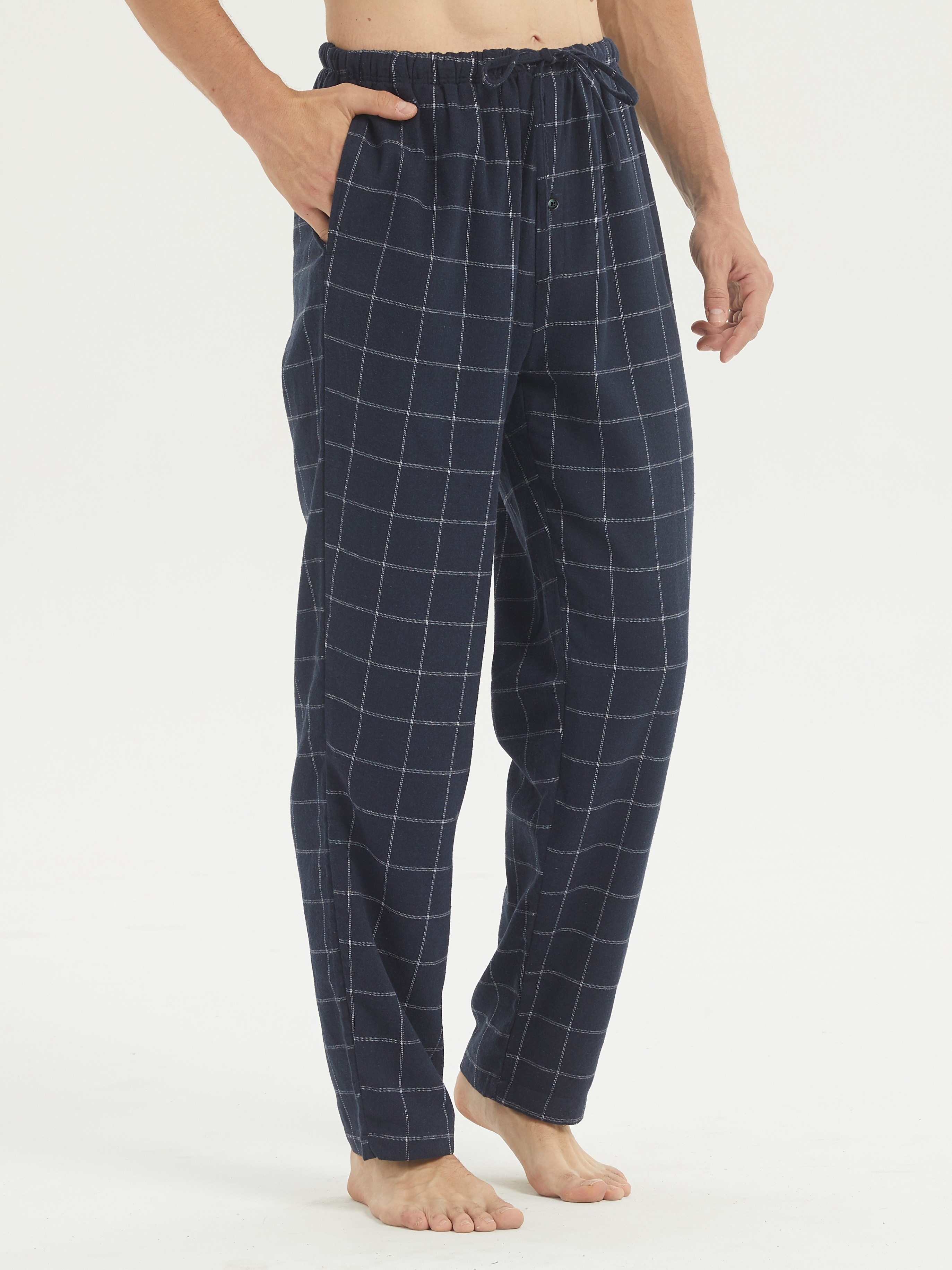 LANBAOSI 2 Pack Women Flannel Pajama Pants With Pockets Female Cotton Plaid Pajamas  Bottoms Comfy Drawstring Lounge Trousers Sleepwear Size L 
