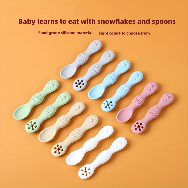 3PCS Cute Baby Learning Spoons Utensils Set Newborn Feeding Spoon
