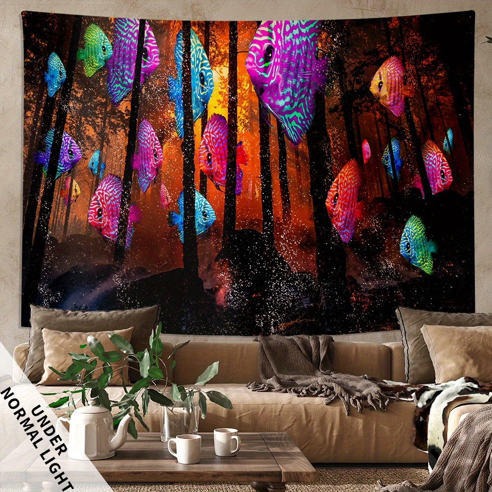 Christmas Fluorescent Tapestry Colorful Aesthetic Polyster - Temu