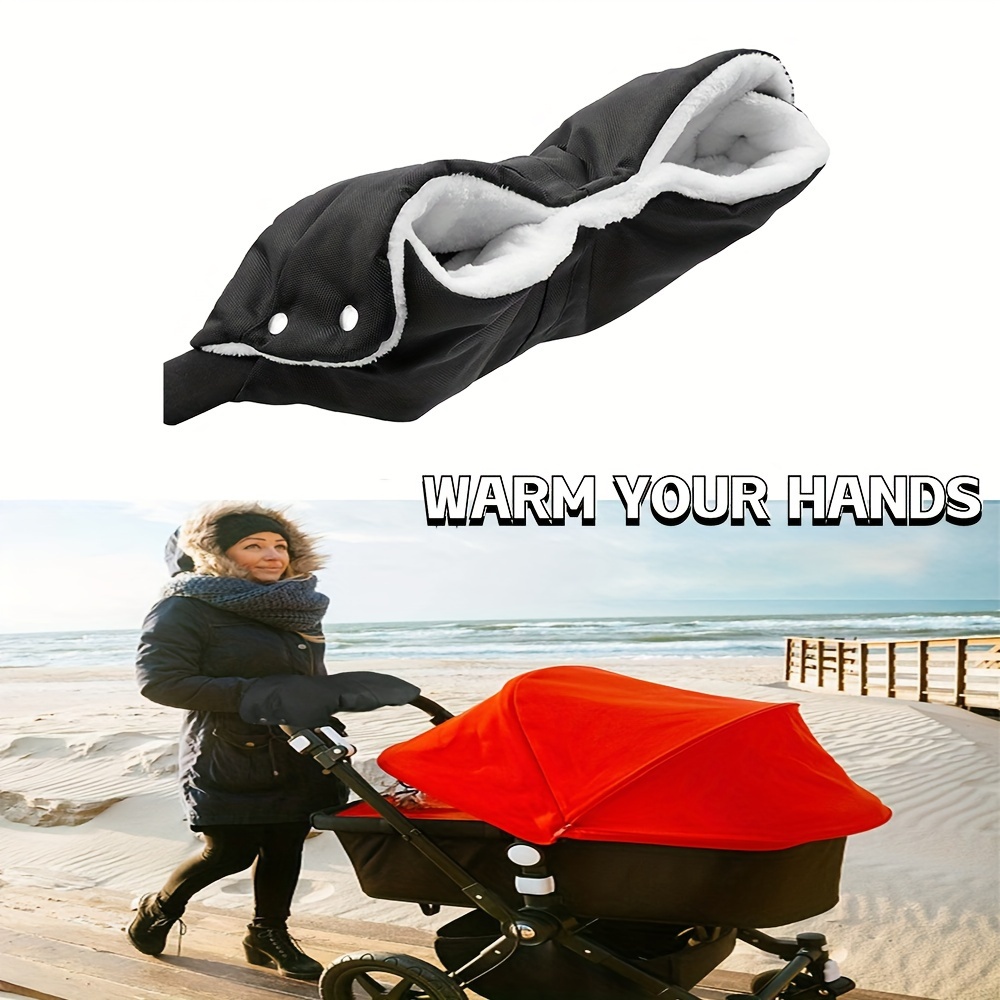 Stroller Hand Muff Winter Thickened Pushchair Gloves, Black Warm  Anti-Freeze Windproof Snowproof Stroller Pram Gloves