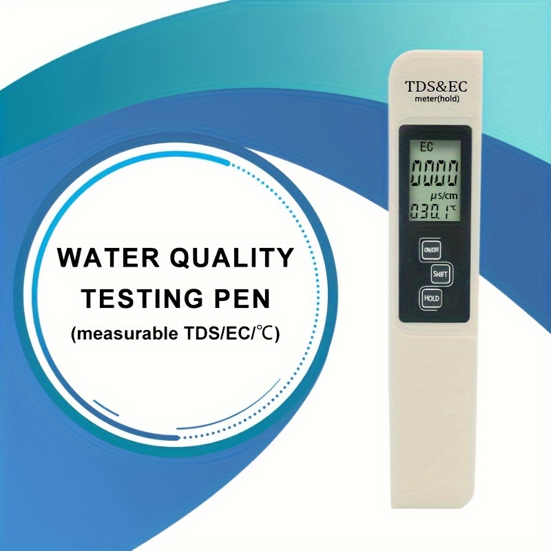 Digital Tds Testeur Pen Portable Qualité de l'eau Tds Ec Température Mètre  Pureté Mètre Temp Ppm Test Thermomètre