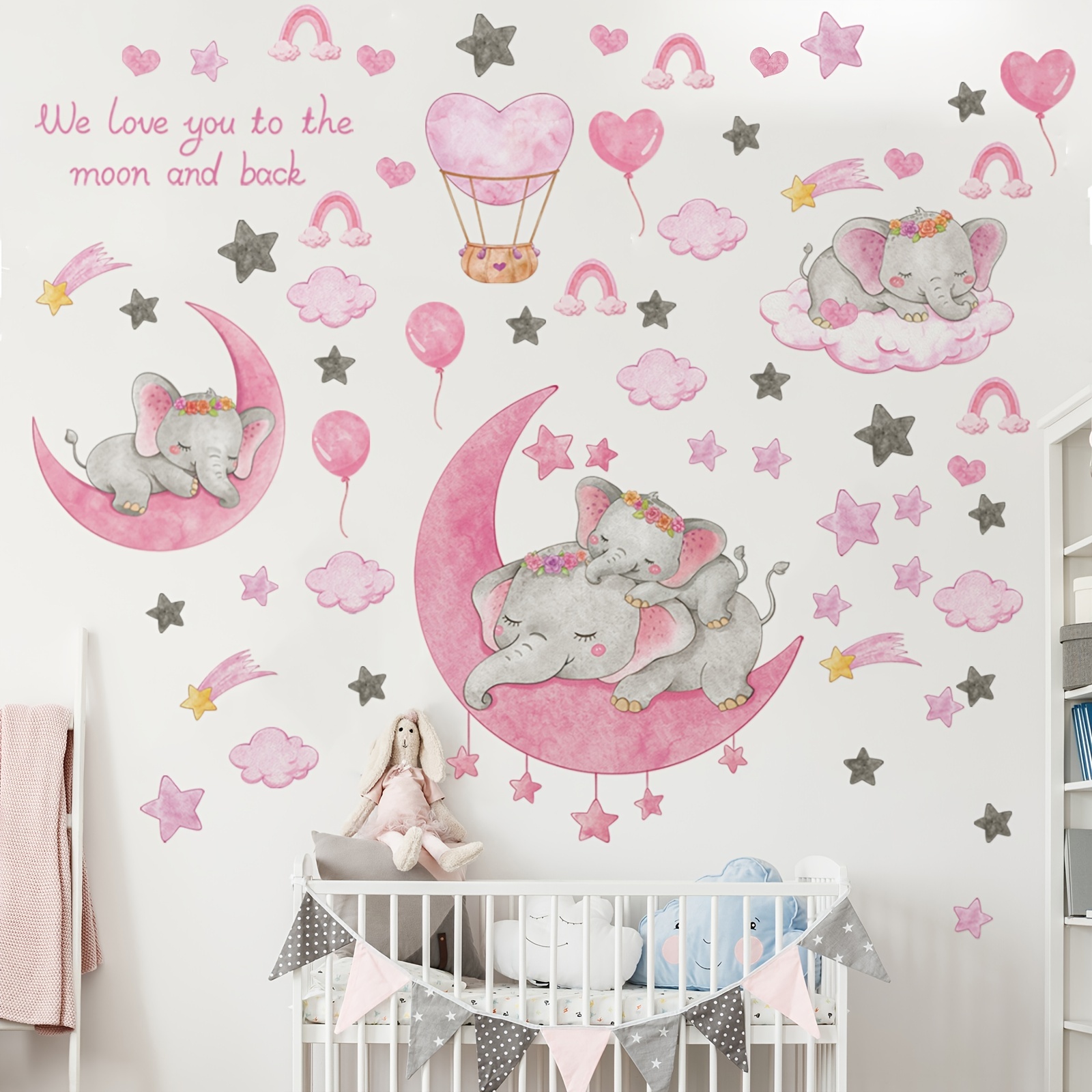 Luminous Moon Elephant Wall Stickers Cartoon Fluorescent Decals Glow In The  Dark Stickers For Kids Room Nursery Home Decoration