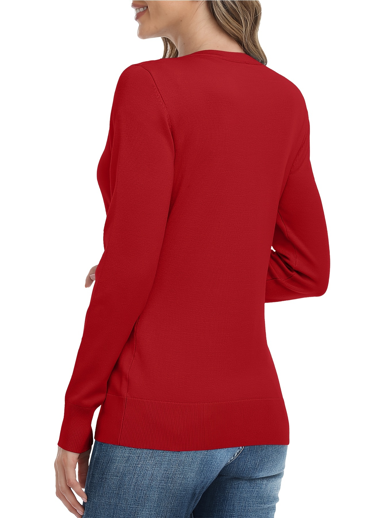 Camiseta de manga larga con cuello redondo abierto color Roja para Hombre