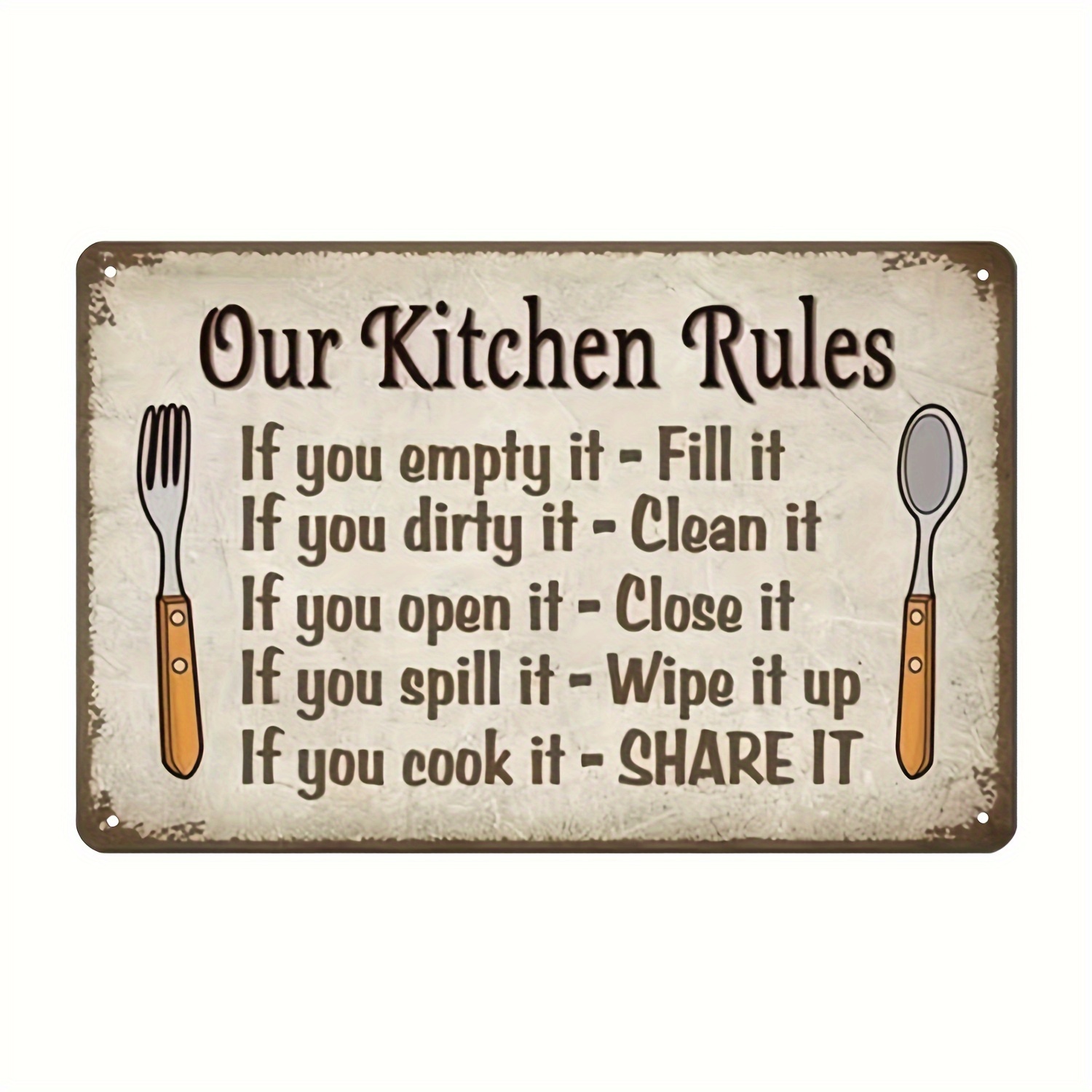 Kitchen Rules Wall Decor Farmhouse Kitchen Wall Art Vintage