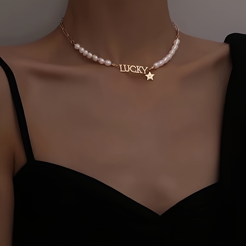 3 Collares Perlas Imitación Simples Creativos Cadenas - Temu