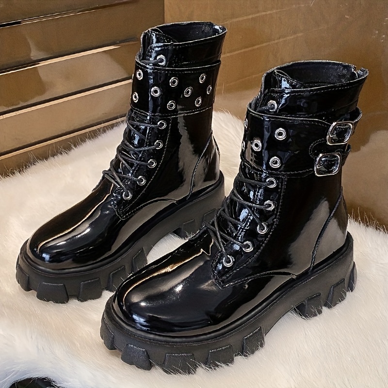 Botas retro de fondo grueso para mujer, botas de moto, zapatos de otoño e  invierno, calzado de mujer